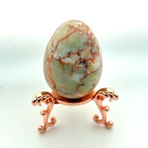 Red Vein Jasper Crystal Polished Egg Carving with Display Stand 3”